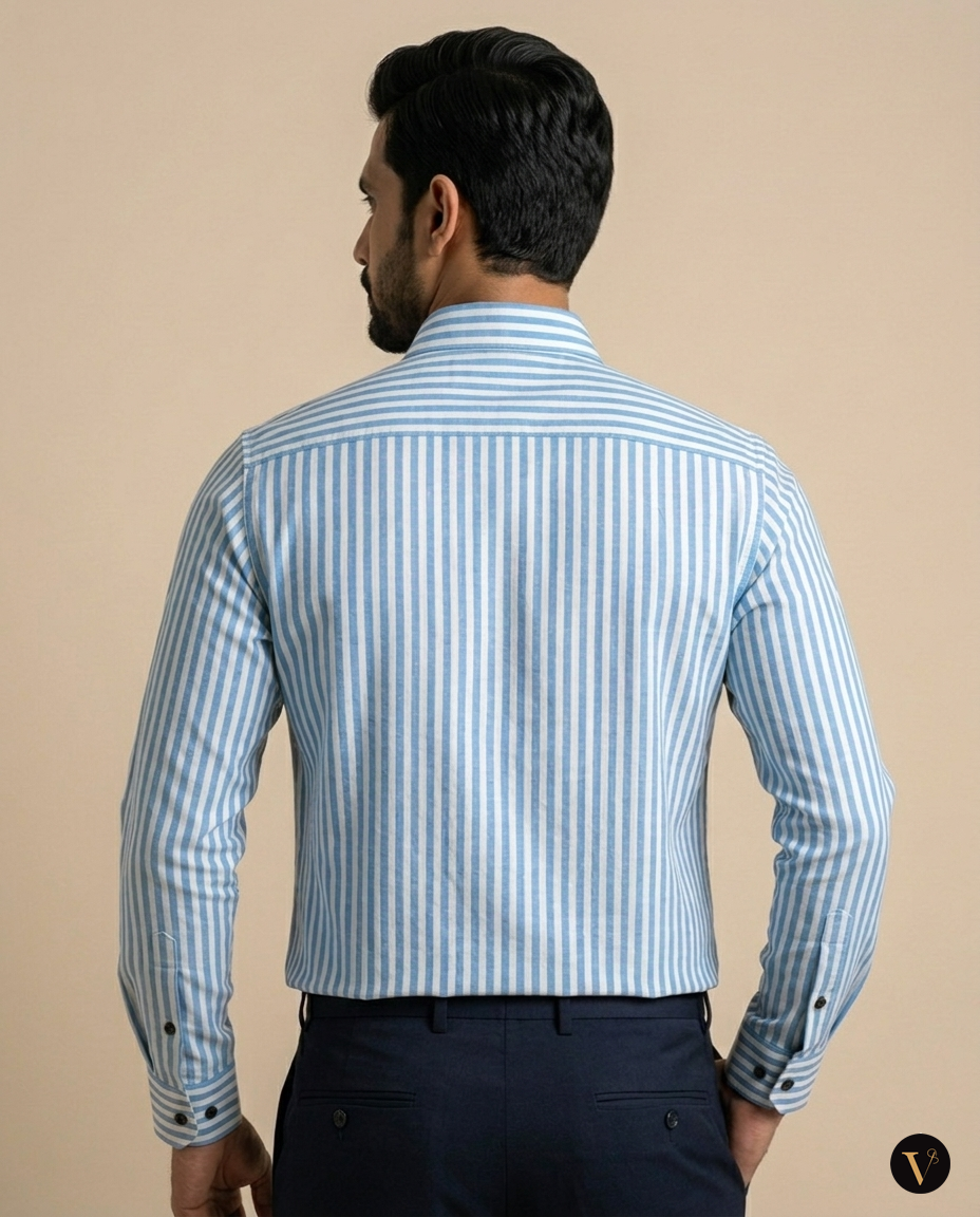 Pin Stripe Textured Shirt - Blue