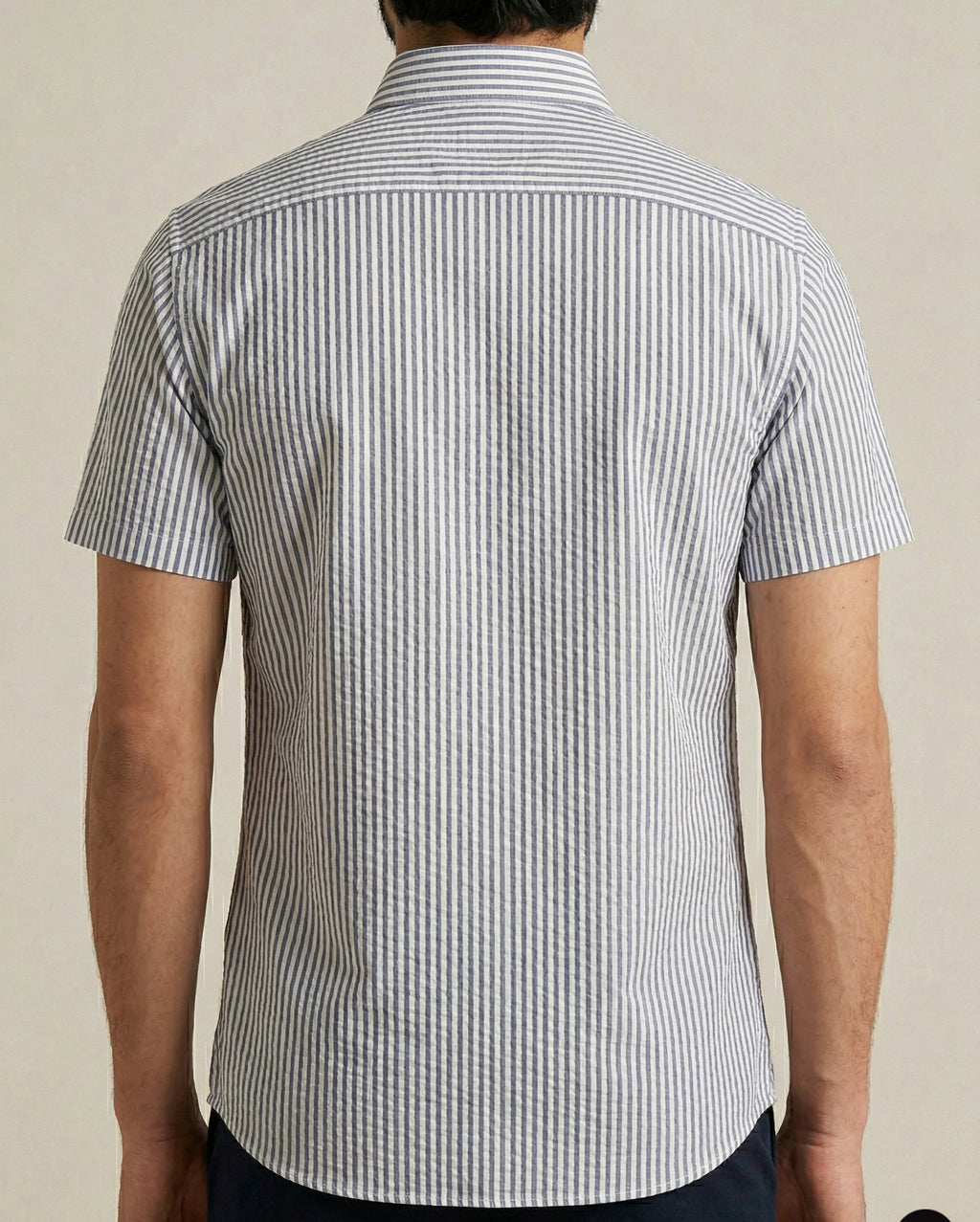 Seersucker Striped Shirt Blue