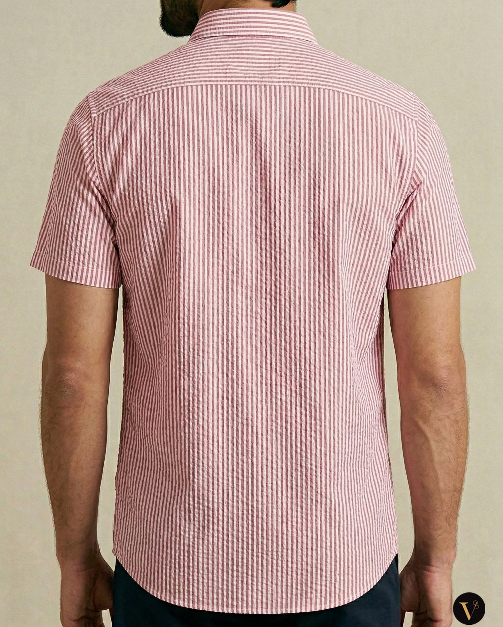 Seersucker Striped Shirt Pink