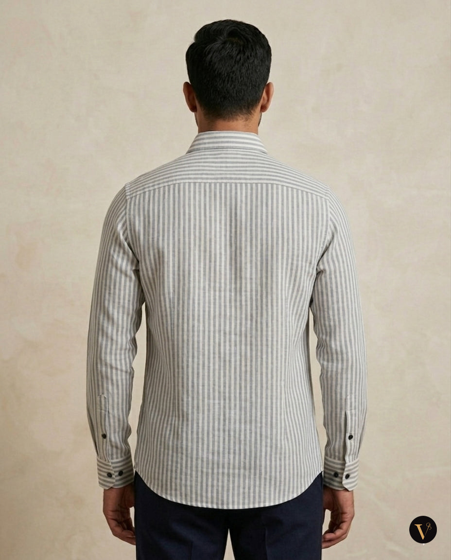 Premium Striped Mens Shirt - Gray