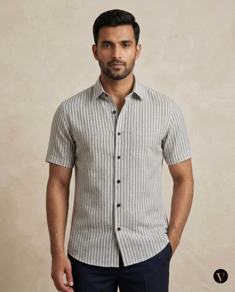 Premium Striped Mens Shirt - Gray