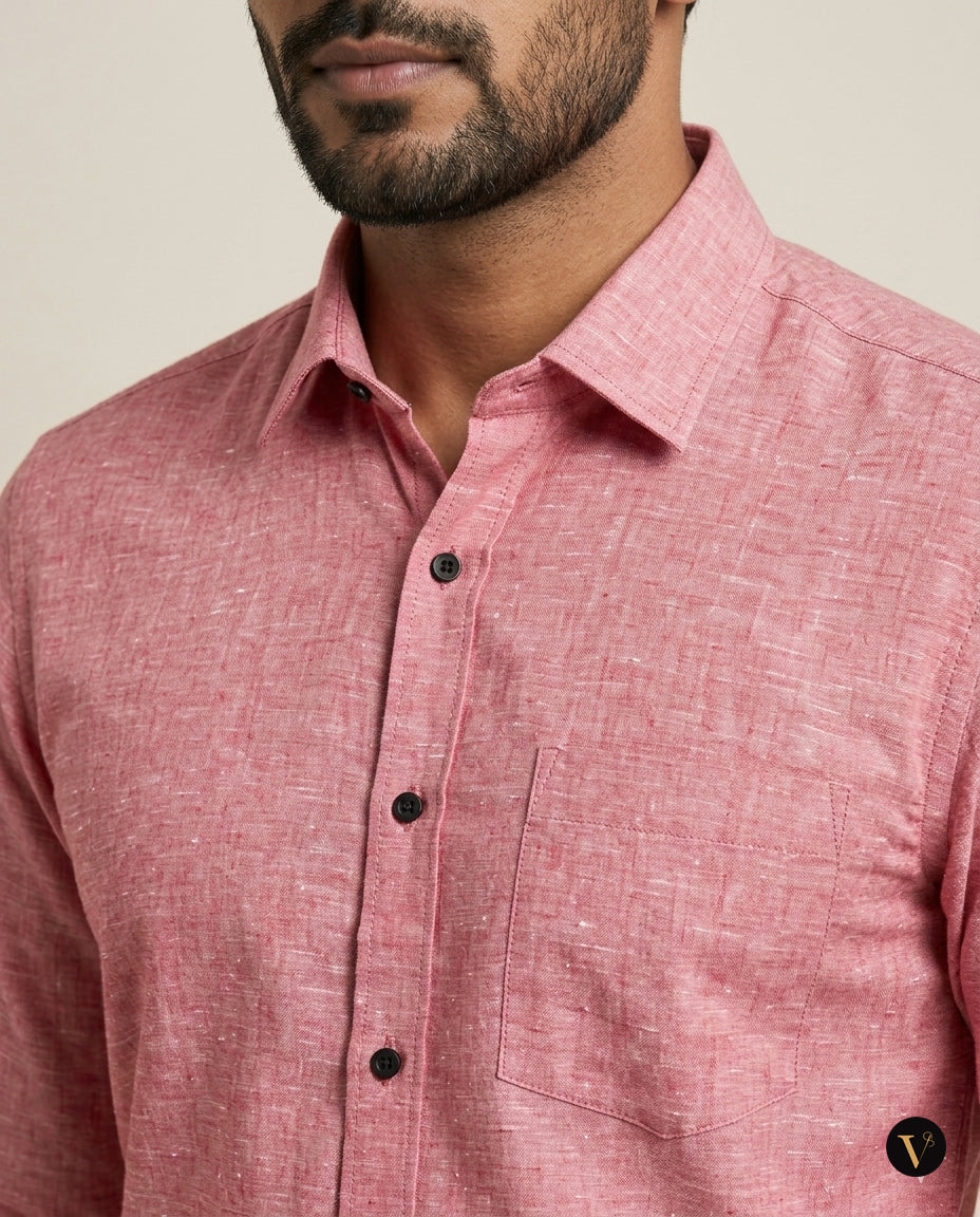 Premium Chambray Mens Shirts - Pink