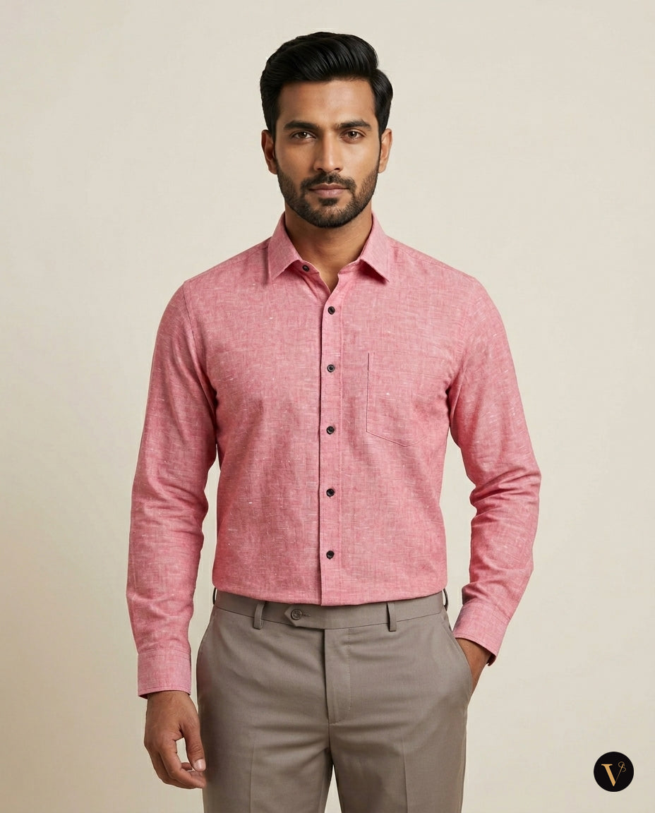 Premium Chambray Mens Shirts - Pink